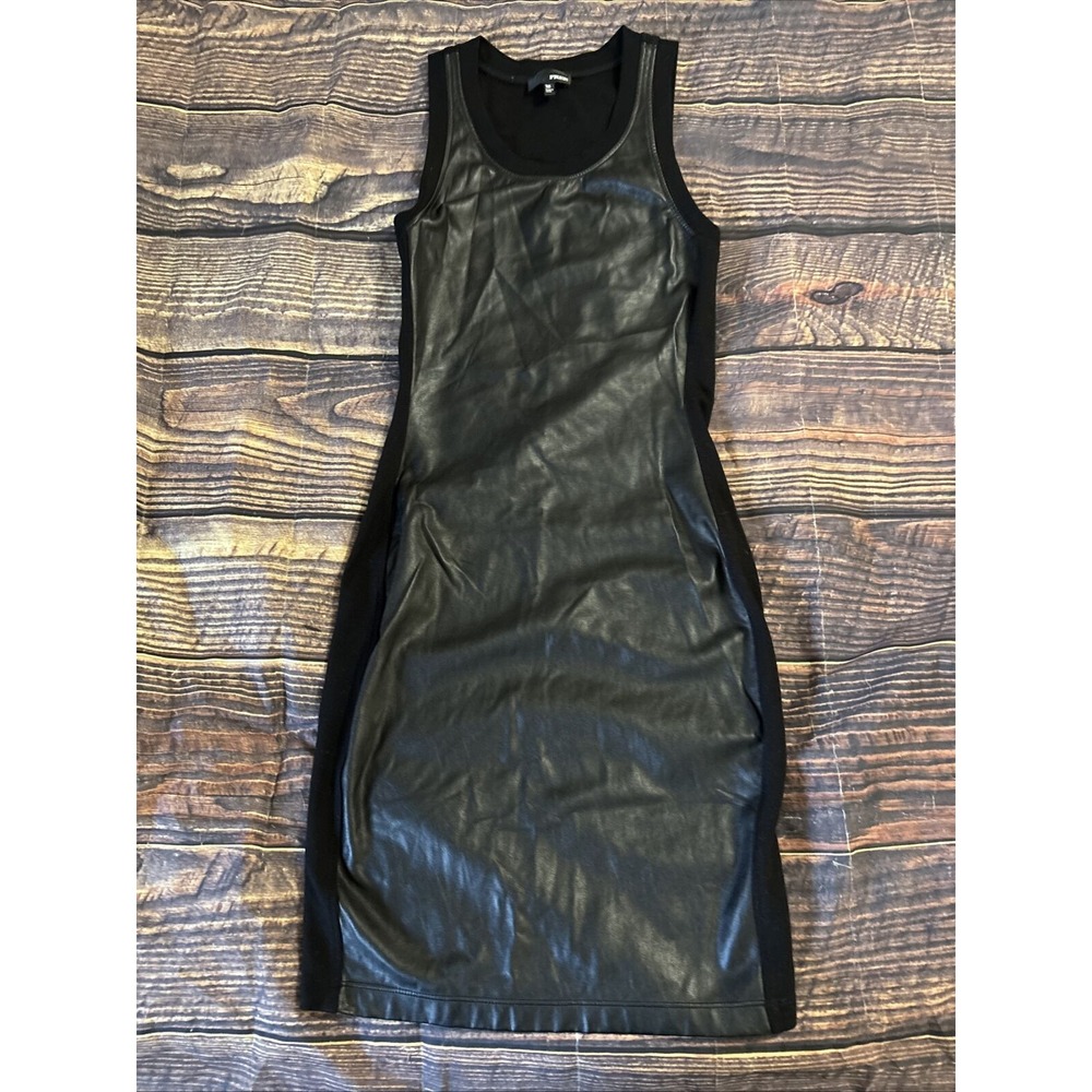 Aritzia Wilfred Free Black Sleeveless Bodycon Faux Leather Dress Size XSmall - Picture 3 of 7